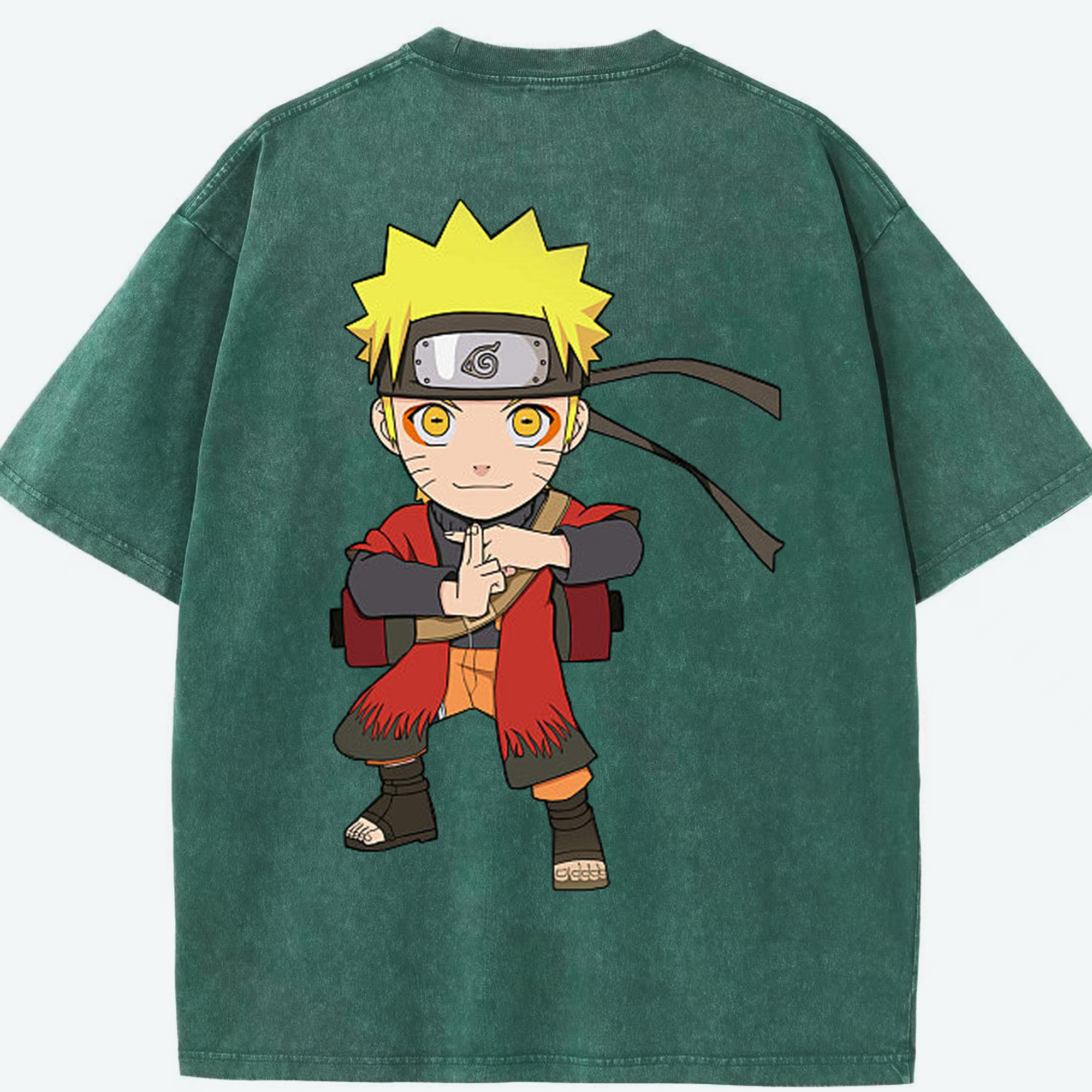 （画像用） NARUTO -ナルト- うずまき ナルト Uzumaki Naruto 綿100% ヴィンテージ風 半袖Tシャツ（背面プリント）